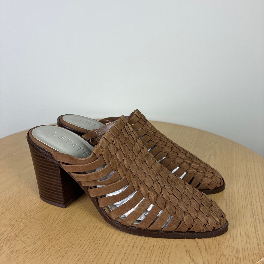 1.STATE Licha Woven Leather Mules Women's 10 Pointed Boho Fisherman Clogs Fall